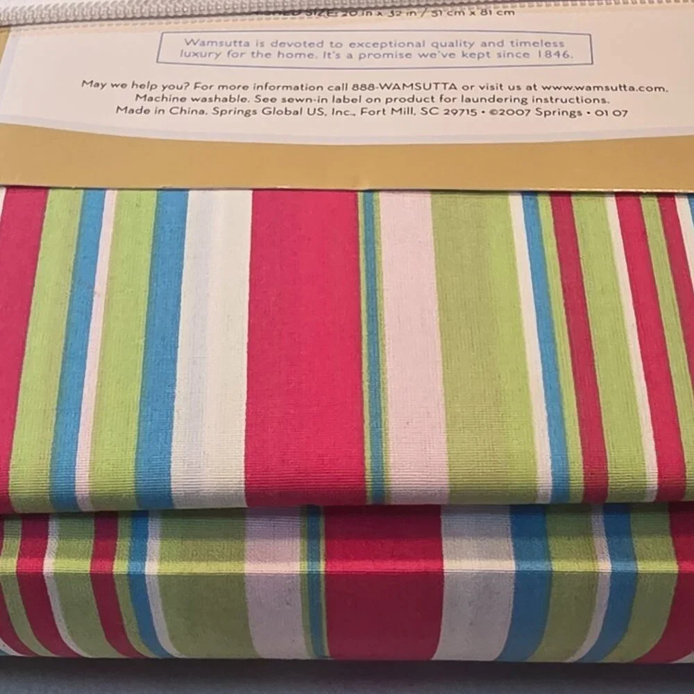 3 Piece 300 Count Twin Wamsutta Sheet Set 60/40 Striped Flat Fitted & Pillowcase